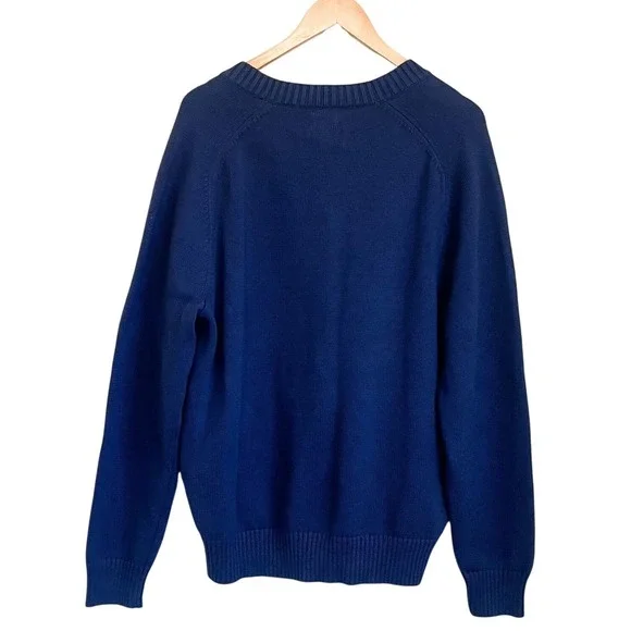 J Crew Mens Heritage Cotton V-neck Sweater Size M Blue Heritage Classic Preppy - Picture 2 of 7
